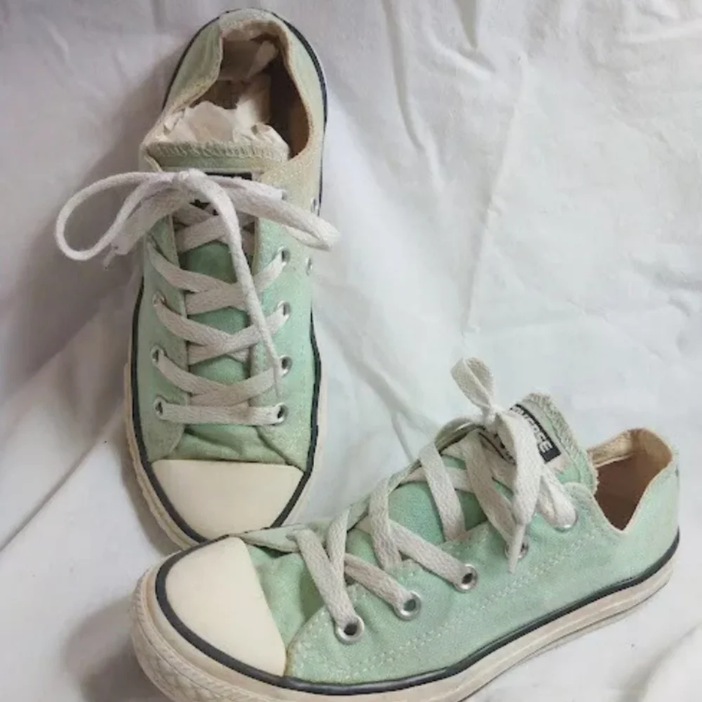 Converse All Star Low Top Pastel Green Sneakers Shoes 2 Kids Skate Streetwear